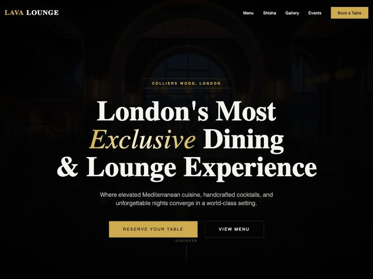 Restaurant and lounge demo website screenshot